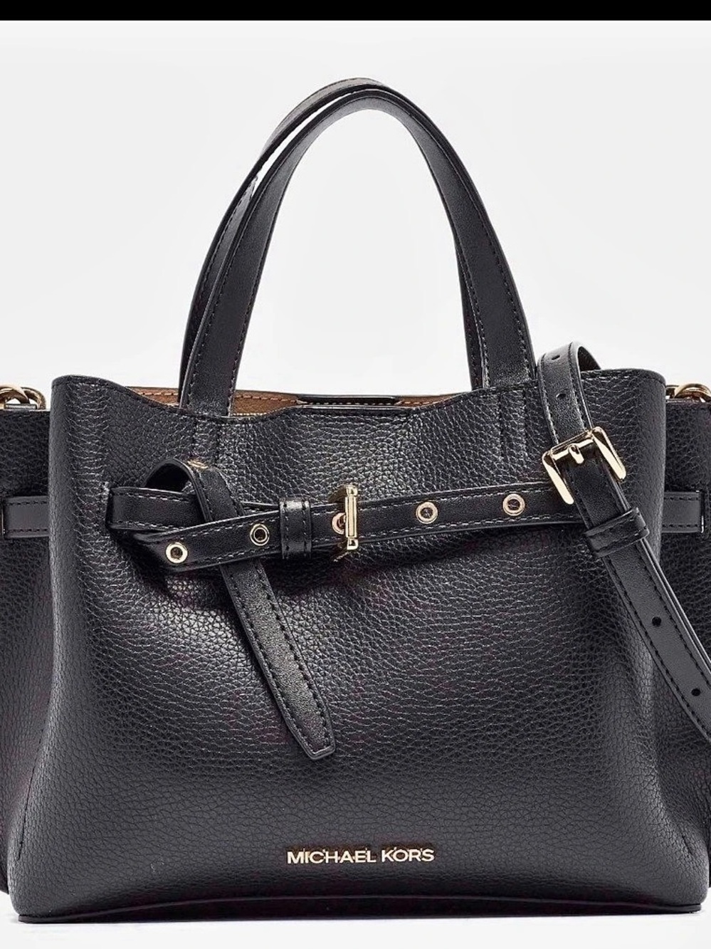 Michael Kors Emilia Small Pebbled Leather Satchel Black